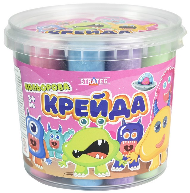 Крейда Велика кругла - 16 штук різнокольорова Вид-во: Strateg - фото 1
