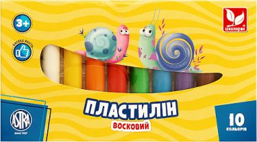 Пластилін восковий круглий 10 кольорів Школярик - Пластилін та аксесуари