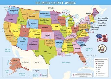 Карта США Плакат Підручники і посібники