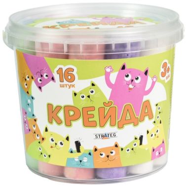 Крейда Велика кругла - 16 штук різнокольорова Вид-во: Strateg