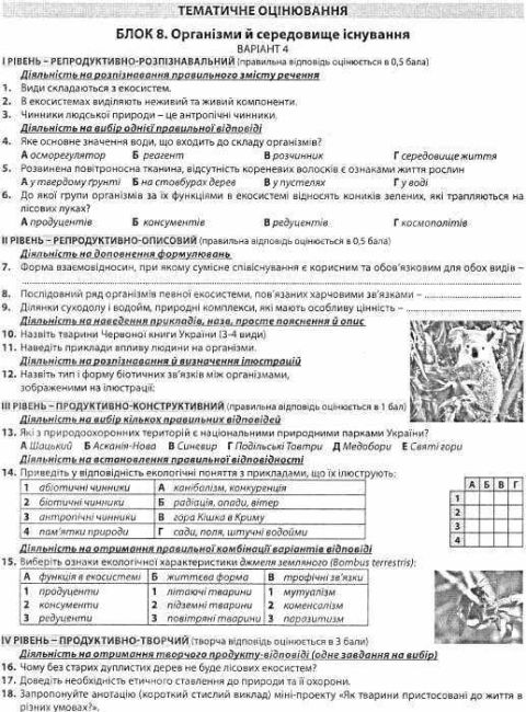 Збірник завдань для оцінювання навчальних досягнень учнів Біологія 7 клас Нова програма Авт: Соболь В.І. Вид-во: Абетка - фото 6