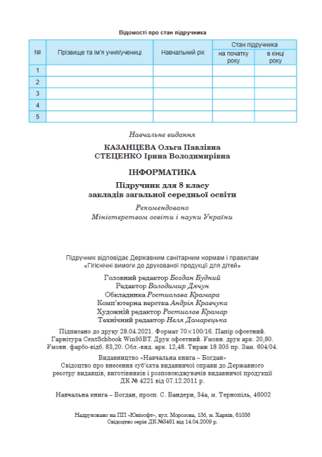 Підручник Інформатика 8 клас Програма 2021 О. Казанцева. І. Стеценко Богдан - фото 8