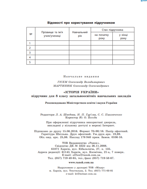 Підручник Історія України 8 клас Нова програма Авт: Гісем О. Мартинюк О. Вид-во: Ранок - фото 11